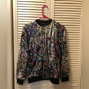 BRAND NEW sequin bomber jacket